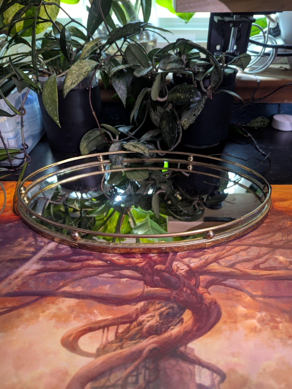 Decorative Gold Mirrored Oval Tray - Home Decor